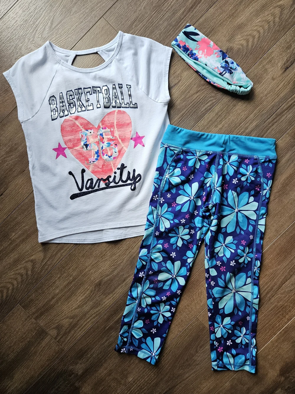 Girls Sz L (10-12) Gymboree Tee with Leggings and Headband Set